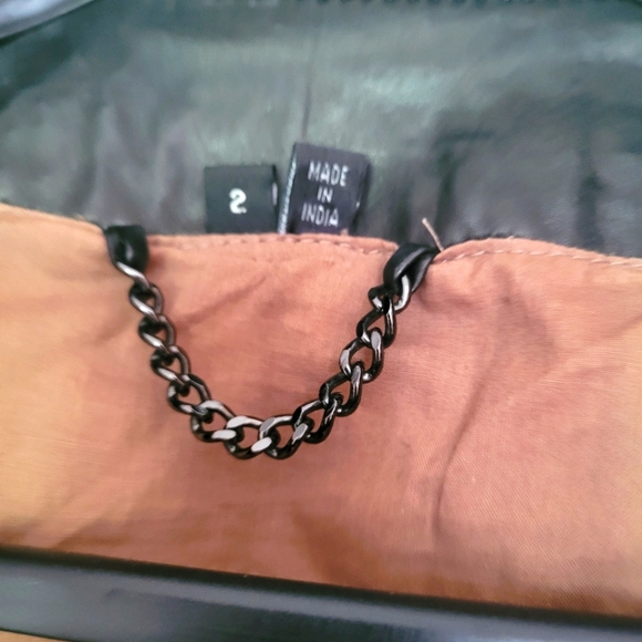 Bod & Christensen Leather Blazer with Fabric Sleeve Detail sz 2 - Picture 11 of 11